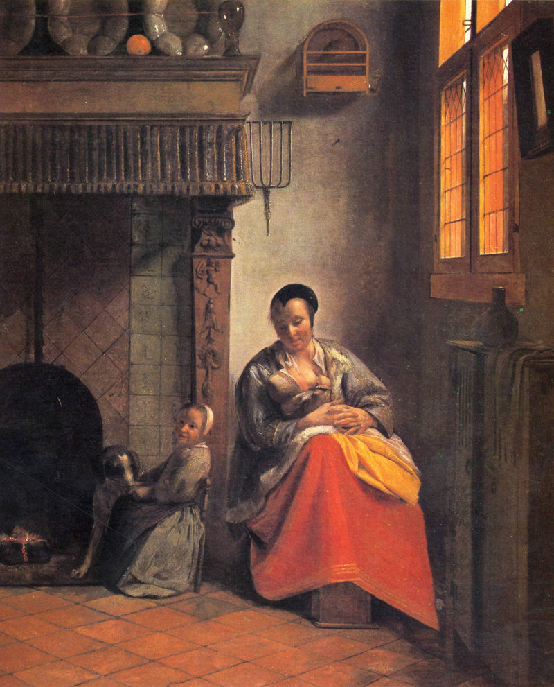 Nursing mother by Pieter de Hooch — Oil Painting Reproduction