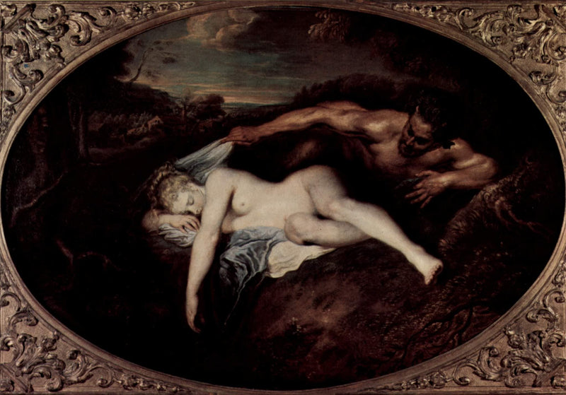 Nymph and Satyr, or Jupiter and Antiope by Antoine Watteau — Oil Painting Reproduction