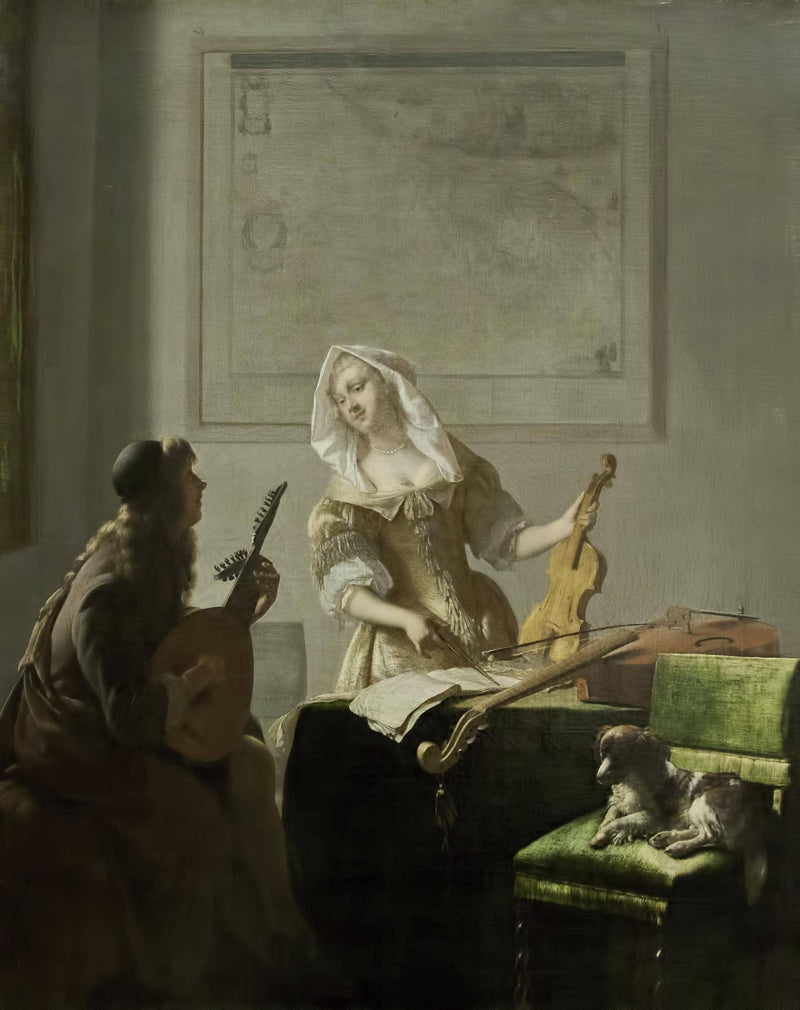 The Music Lesson by Jacob Ochtervelt — Oil Painting Reproduction
