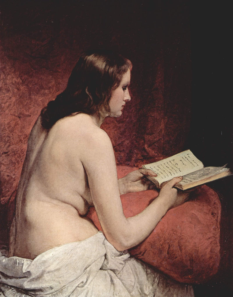 Odalisque with Book by Francesco Hayez — Oil Painting Reproduction