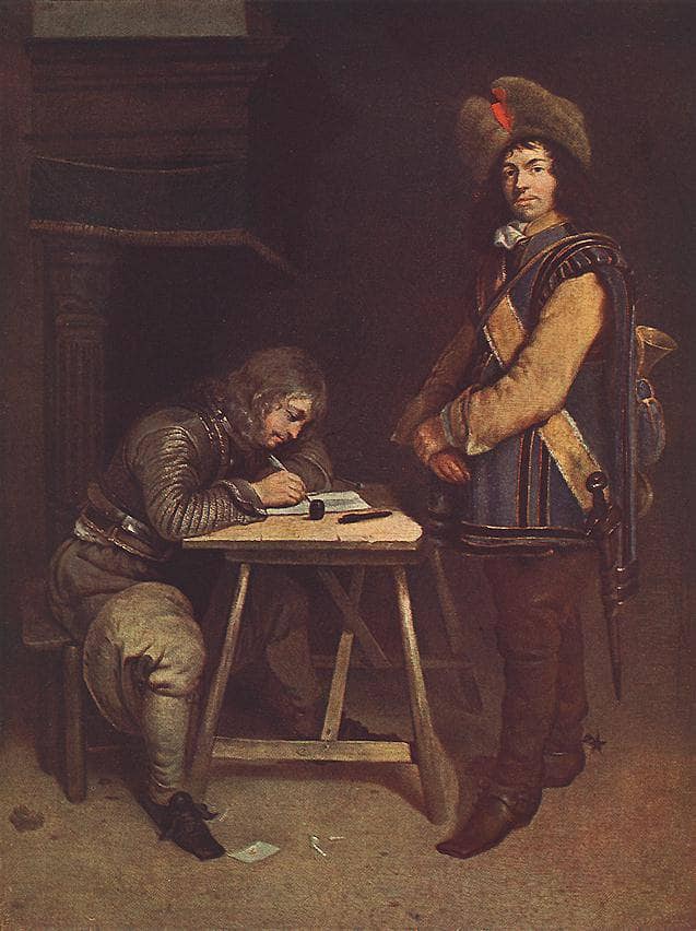 Officer Writing a Letter by Gerard Terborch — Oil Painting Reproduction