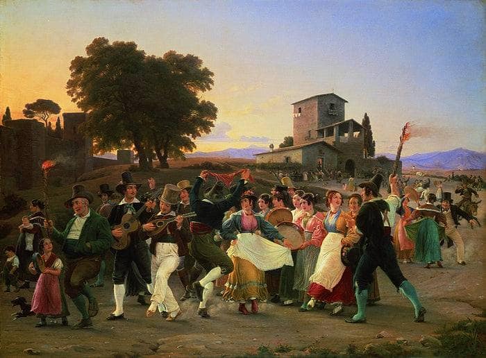 October Festival Evening Outside the Walls of Rome by Wilhelm Marstrand — Oil Painting Reproduction