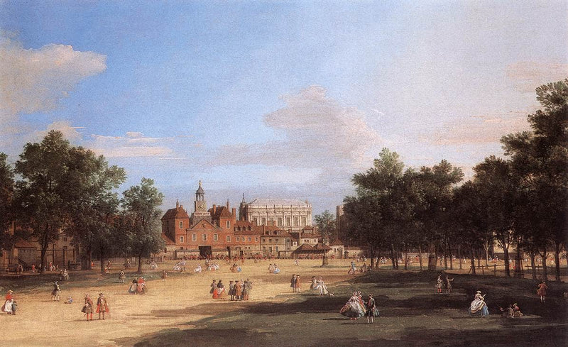 Old Horse Guards and the Banqueting Hall, Whitehall from St. James's Park by Canaletto — Oil Painting Reproduction