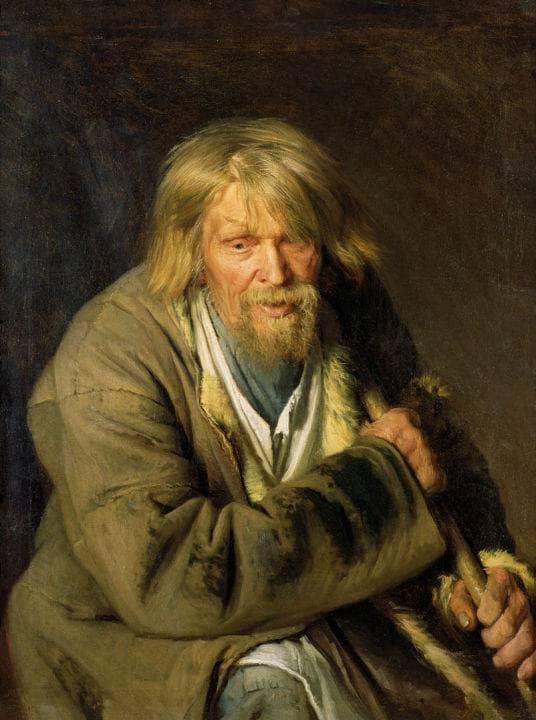 Old Man with a Crutch by Ivan Kramskoy — Oil Painting Reproduction