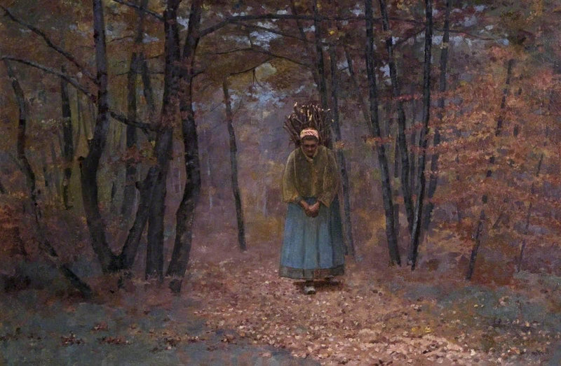 Old Womah Gathering Faggots by Frank O'Meara — Oil Painting Reproduction
