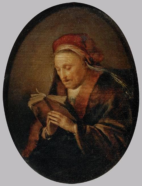 Old Woman Praying by Gerrit Dou — Oil Painting Reproduction