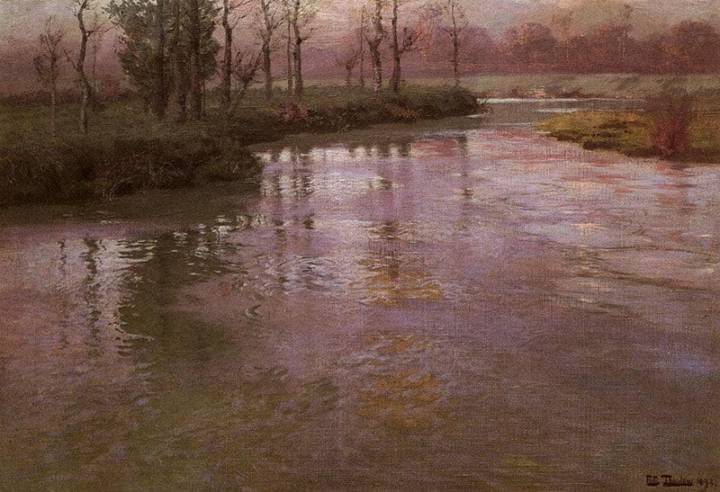 On a French River by Frits Thaulow — Oil Painting Reproduction