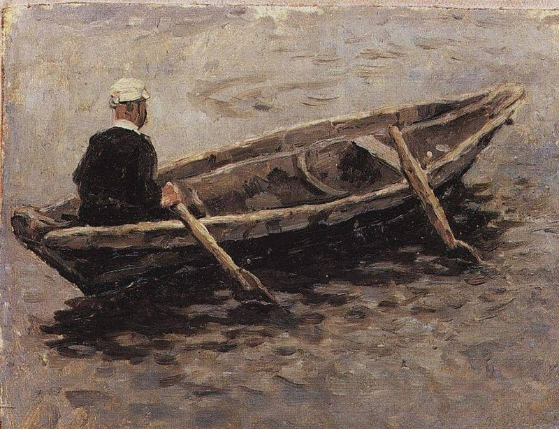 On boat (Study to "The Conquest of Siberia by Yermak") by Vasily Surikov — Oil Painting Reproduction