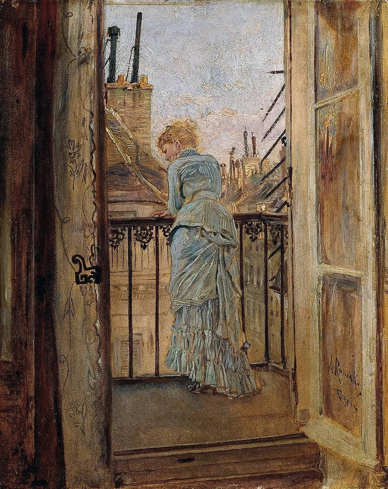 On the balcony by Anton Romako — Oil Painting Reproduction