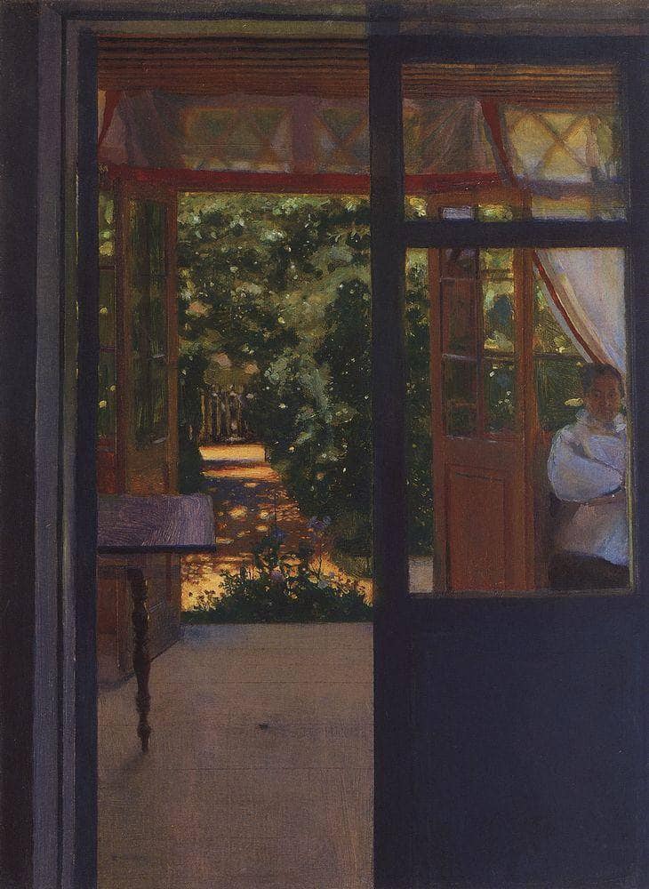 On the Balcony by Konstantin Somov — Oil Painting Reproduction