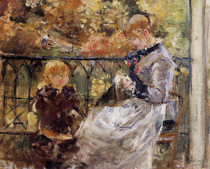 On the Balcony of Eugene Manet's Room at Bougival by Berthe Morisot — Oil Painting Reproduction