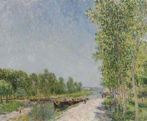 On the Banks of the Loing Canal by Alfred Sisley — Oil Painting Reproduction
