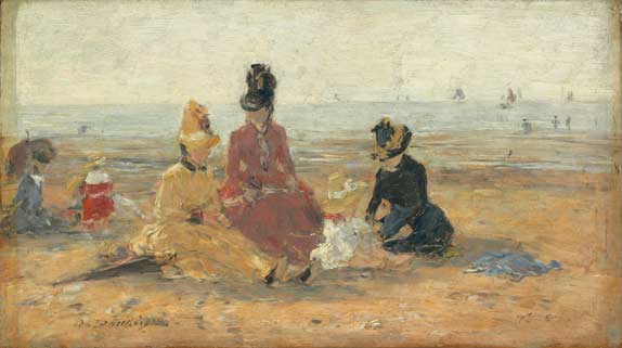 On the Beach, Trouville by Eugene Boudin — Oil Painting Reproduction