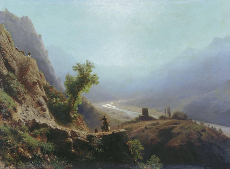 On the Caucasus Mountains by Lev Lagorio — Oil Painting Reproduction