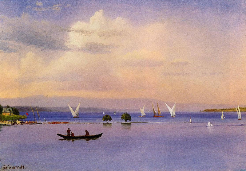 On the Lake by Albert Bierstadt — Oil Painting Reproduction