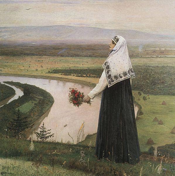 On the mountains by Mikhail Nesterov — Oil Painting Reproduction