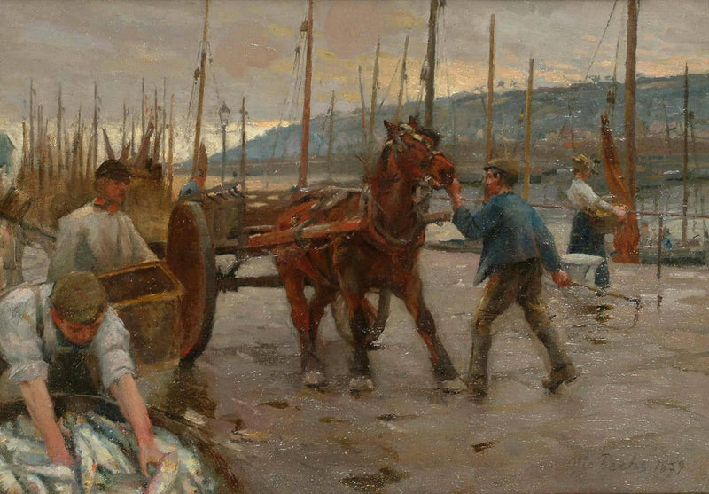 On the Quayside by Otto Bache — Oil Painting Reproduction