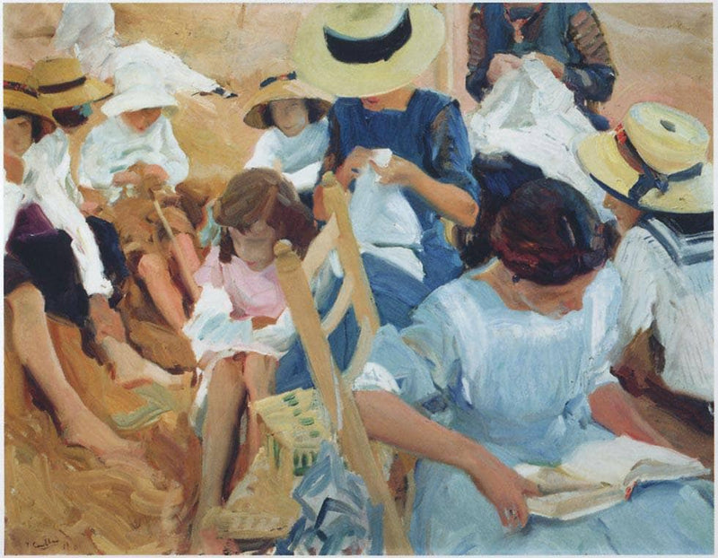 On the sands at Zarauz beach by Joaquín Sorolla — Oil Painting Reproduction