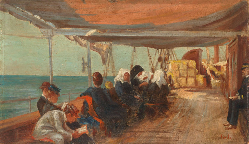 On the shipboard by Théodore Ralli — Oil Painting Reproduction
