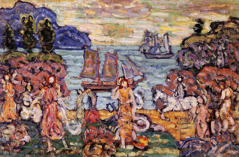 On the Shore by Maurice Prendergast — Oil Painting Reproduction