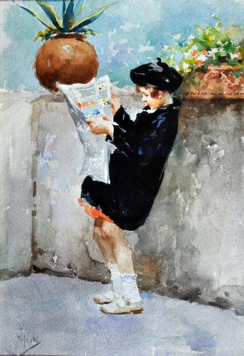 On the terrace by Vincenzo Irolli — Oil Painting Reproduction