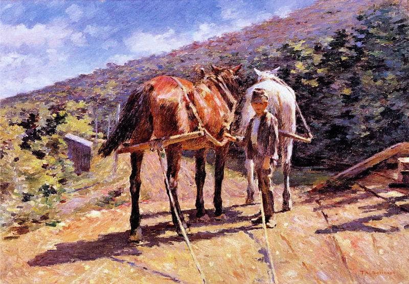 On the Tow-path, a Halt by Theodore Robinson — Oil Painting Reproduction