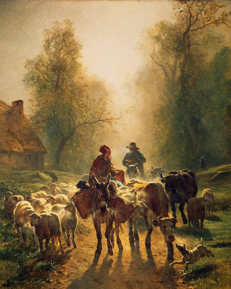 On the Way to the Market by Constant Troyon — Oil Painting Reproduction
