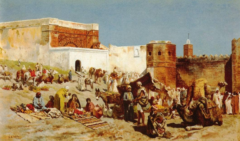 Open Market, Morocco by Edwin Lord Weeks — Oil Painting Reproduction