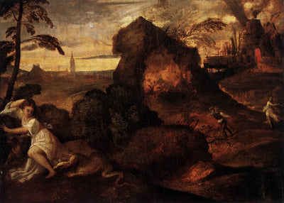 Orpheus and Eurydice in hallway