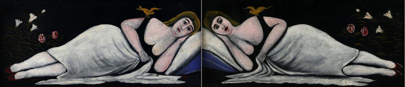 Beauties of Ortachala (diptych) by Niko Pirosmani, Oil Painting Reproduction