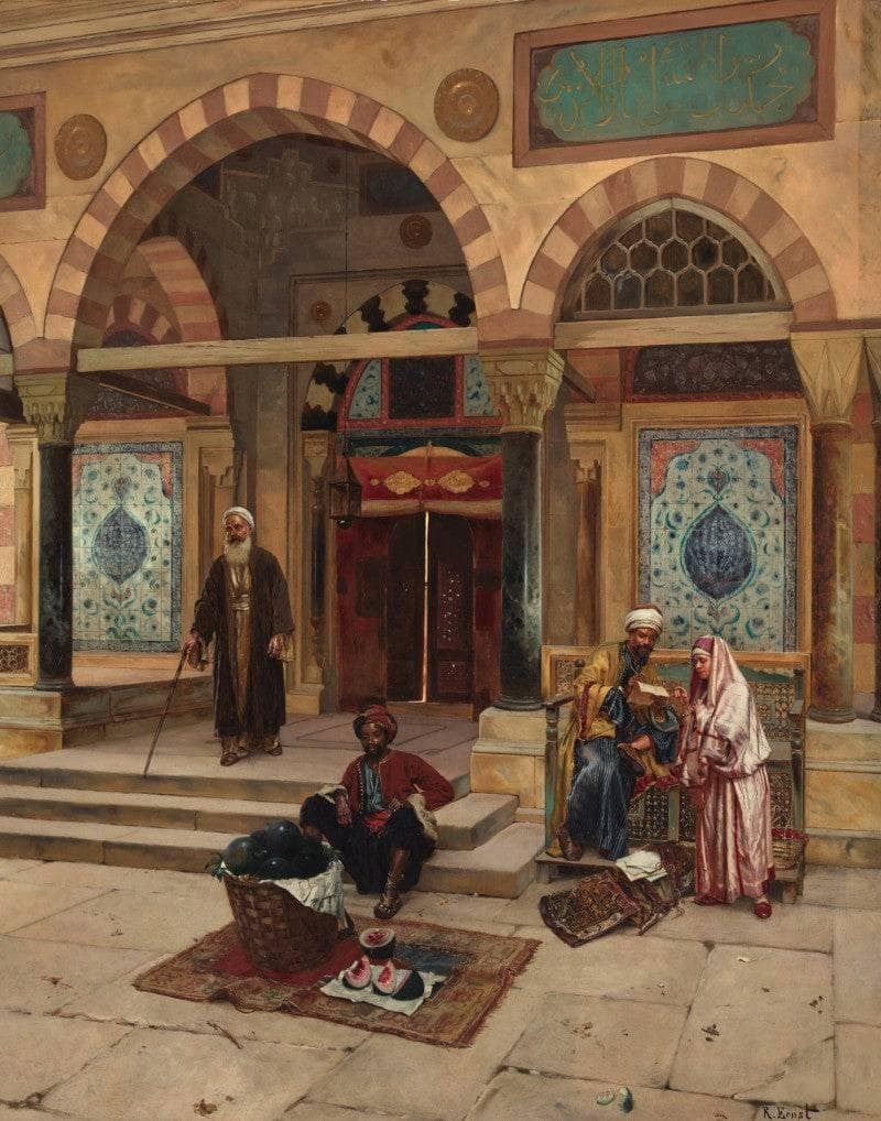 Outside the Mosque by Rudolf Ernst — Oil Painting Reproduction