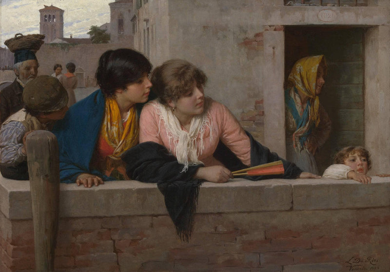 Overlooking a Canal, Venice by Luigi Da Rios — Oil Painting Reproduction