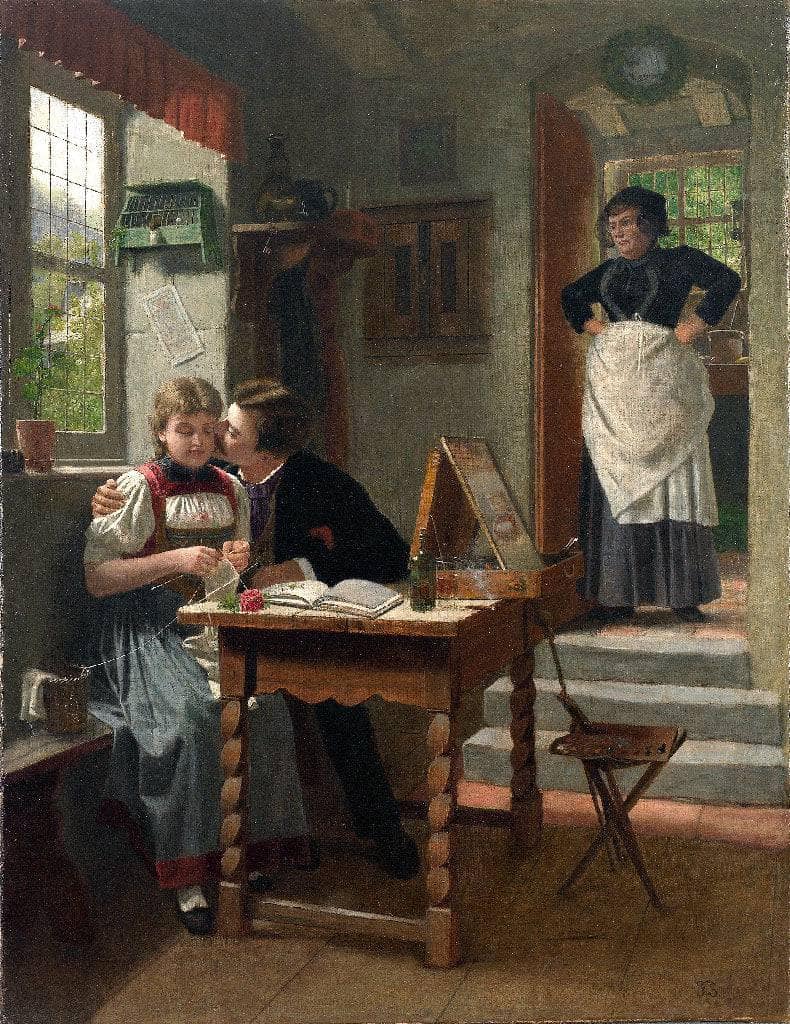 Painter kisses the model by Felix Schlesinger — Oil Painting Reproduction