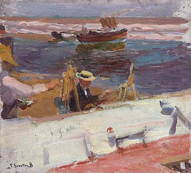 Painters on the beach by Joaquín Sorolla — Oil Painting Reproduction