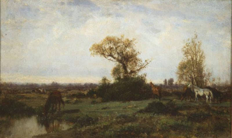 Grazing horses by Filippo Palizzi — Oil Painting Reproduction