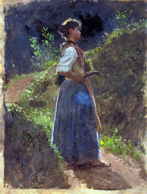 Figure of a peasant woman by Filippo Palizzi — Oil Painting Reproduction