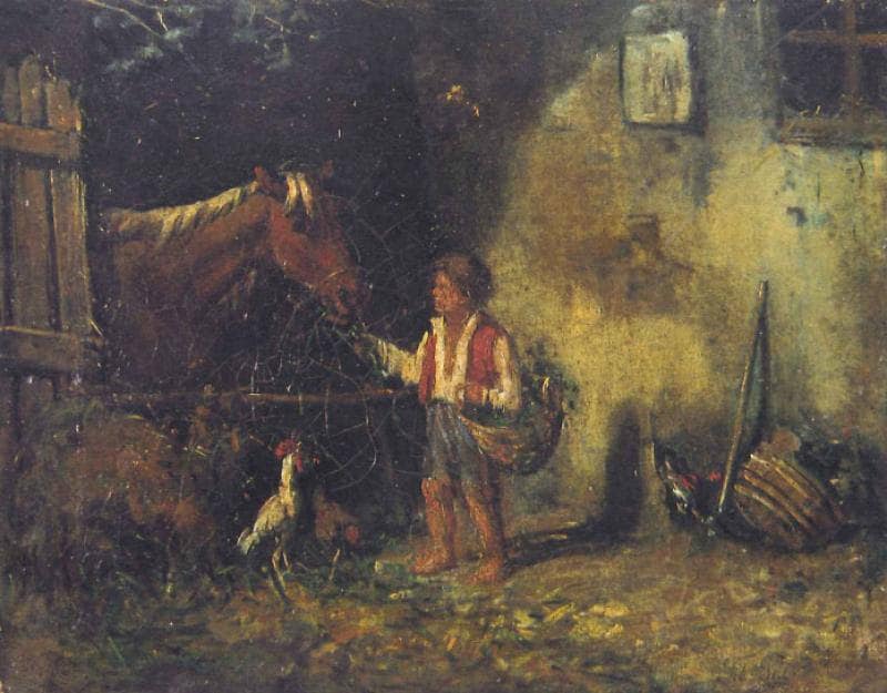 Stable interior by Filippo Palizzi — Oil Painting Reproduction