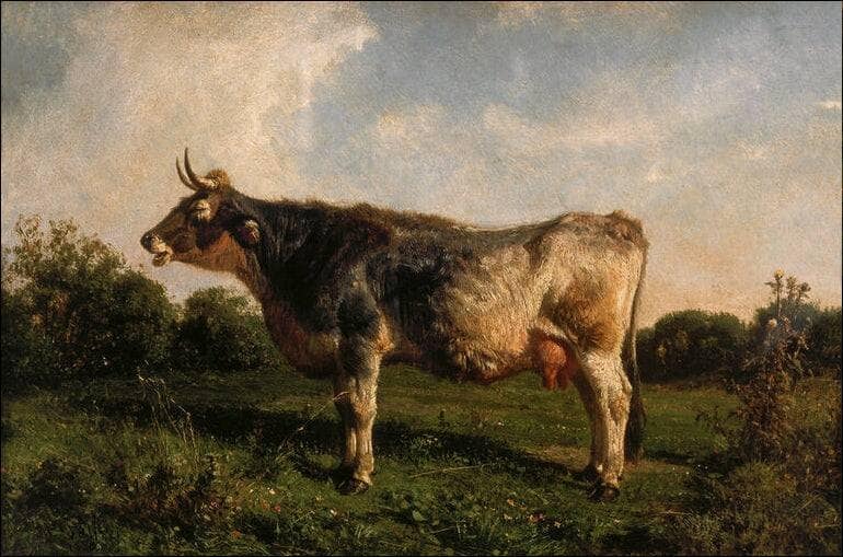Cow in a meadow by Filippo Palizzi — Oil Painting Reproduction