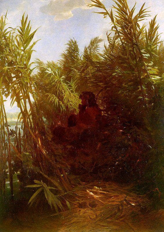 Pan among the reeds by Arnold Böcklin — Oil Painting Reproduction