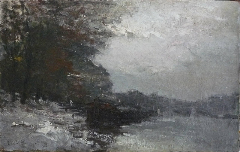 Paris, la Seine sous la Neige by Pierre-Jacques Pelletier — Oil Painting Reproduction