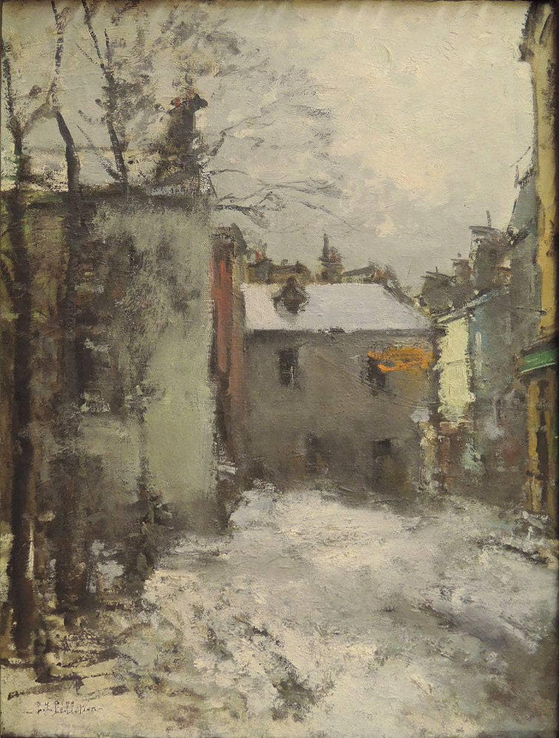 Paris, Montmartre, la Place du Tertre, l'hiver by Pierre-Jacques Pelletier — Oil Painting Reproduction