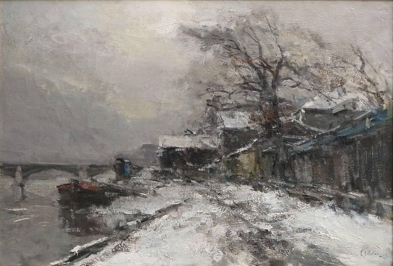 Paris, Quais de la Seine sous la Neige by Pierre-Jacques Pelletier — Oil Painting Reproduction