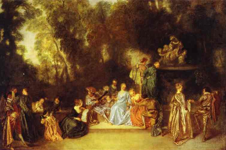 Party in the Open Air by Antoine Watteau — Oil Painting Reproduction