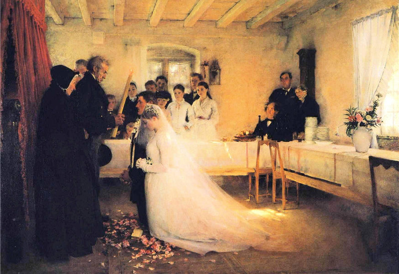 Blessing of the young couple before marriage by Pascal Dagnan-Bouveret — Oil Painting Reproduction