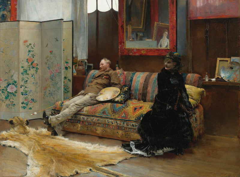 Bouderie (Gustave Courtois in his Studio) by Pascal Dagnan-Bouveret — Oil Painting Reproduction