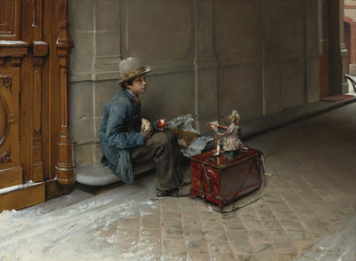 The little Savoyard eating in front of a house in modern living room