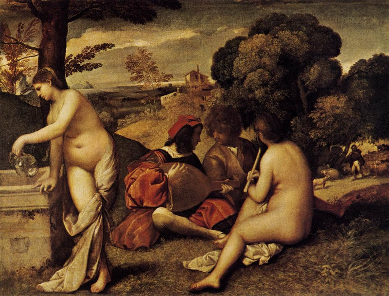 Pastoral Concert (Fête champêtre) by Giorgione — Oil Painting Reproduction