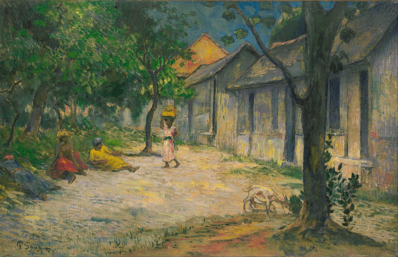 Femmes et Chevre dans le Village by Charles Laval — Oil Painting Reproduction