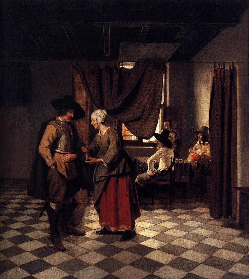 Paying the Hostess by Pieter de Hooch — Oil Painting Reproduction