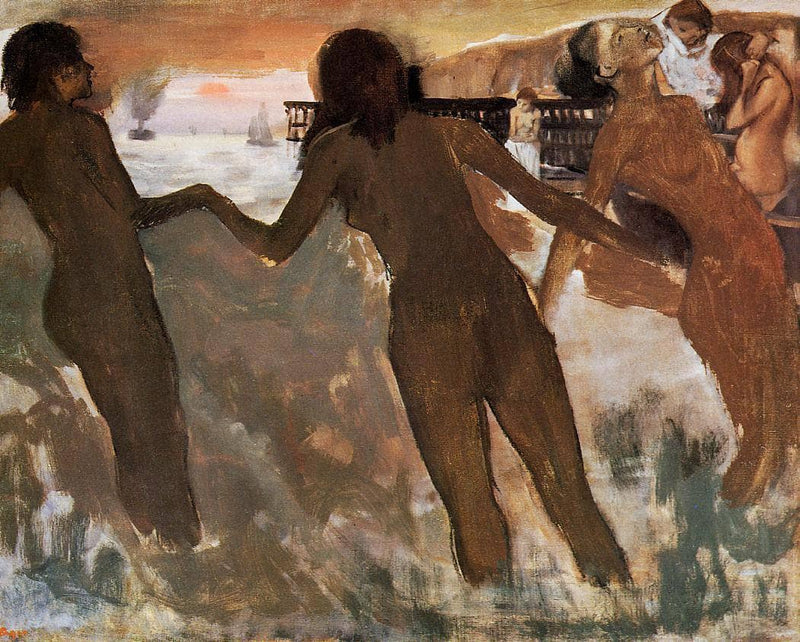 Peasant Girls Bathing in the Sea at Dusk by Edgar Degas — Oil Painting Reproduction